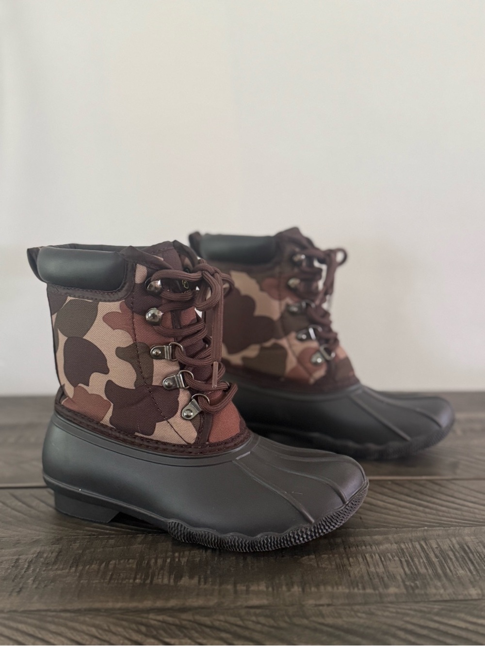 Magellan Outdoors Kids Brown Camo Lace-Up Duck Boots